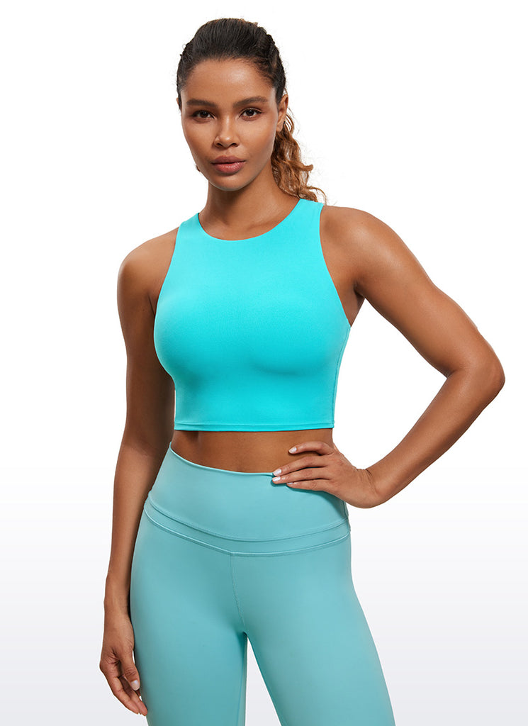 CRZ YOGA  Women's Yoga Low Support Butterluxe Tank High Neck Racerback Borealis Green