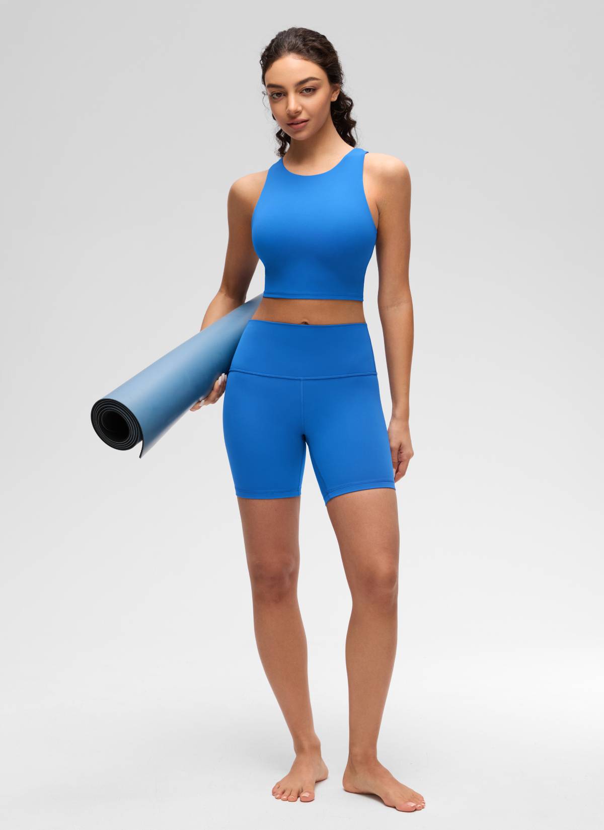 CRZ YOGA  Women's Yoga Low Support Butterluxe Tank High Neck Racerback Sparkle Blue @model_info:Anano