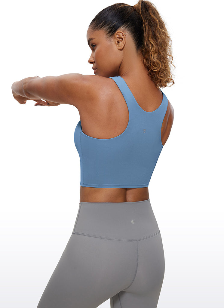 CRZ YOGA  Women's Yoga Low Support Butterluxe Tank High Neck Racerback Sparkle Blue