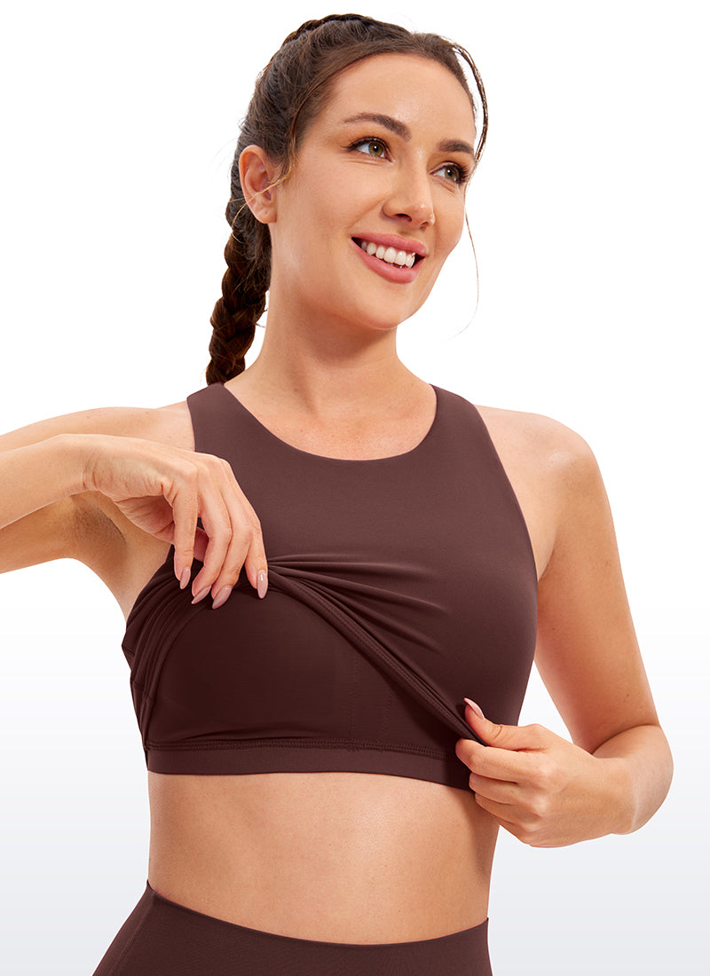 CRZ YOGA  Women's Yoga Low Support Butterluxe Tank High Neck Racerback Taupe @model_info:D
