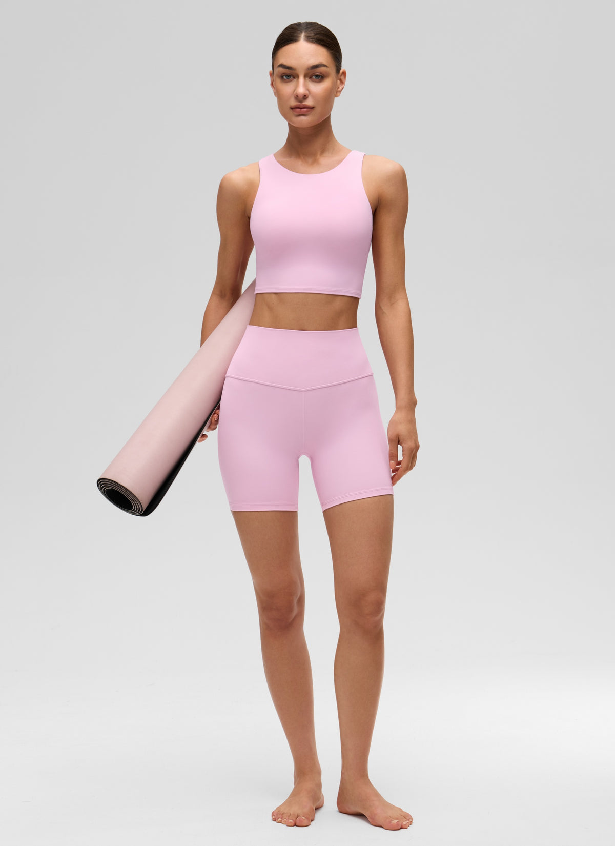 CRZ YOGA  Women's Yoga Low Support Butterluxe Tank High Neck Racerback Vita Pink @model_info:Katya