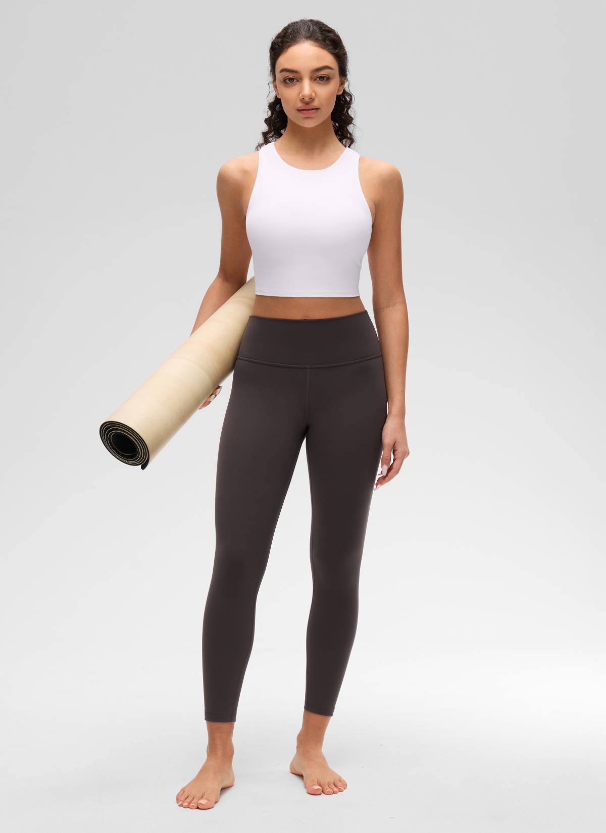CRZ YOGA  Women's Yoga Low Support Butterluxe Tank High Neck Racerback White @model_info:Anano