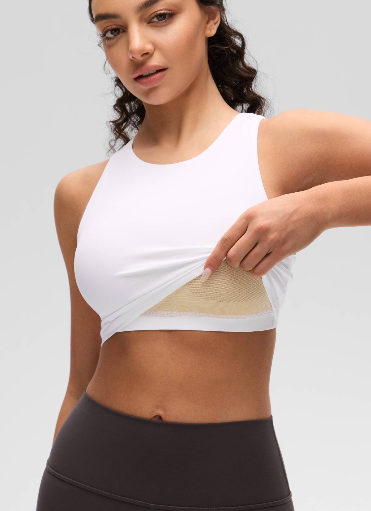 CRZ YOGA  Women's Yoga Low Support Butterluxe Tank High Neck Racerback White @model_info:Anano