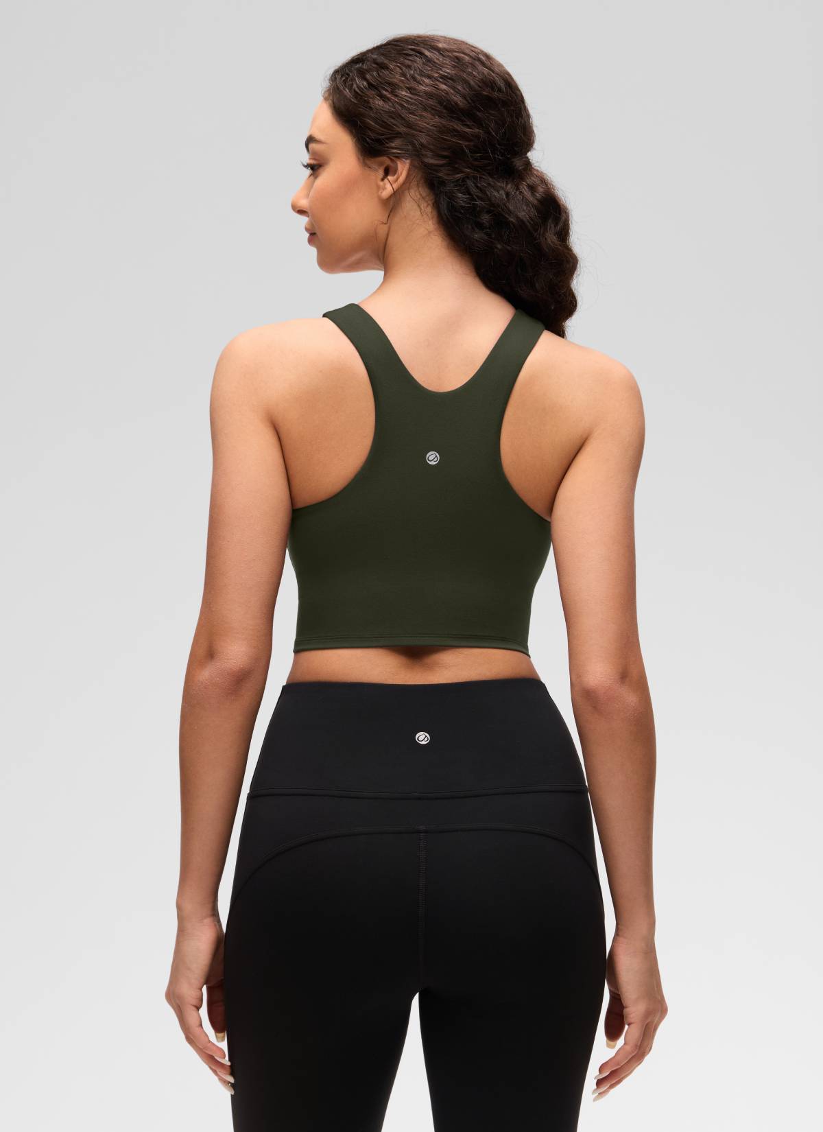 CRZ YOGA  Women's Yoga Low Support Butterluxe Tank High Neck Racerback Olive Green @model_info:Anano