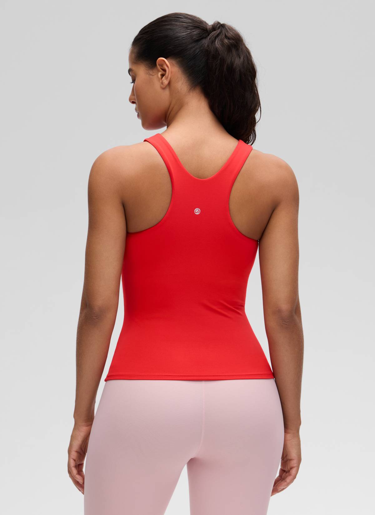 CRZ YOGA Women's Butterluxe Built-in Bra High Neck Racerback Tank Deep Red @model_info:Carol
