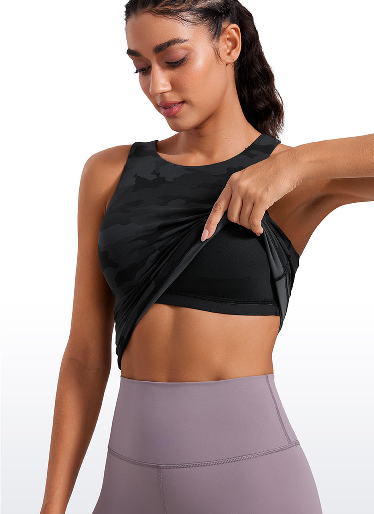 CRZ YOGA Women's Butterluxe Built-in Bra High Neck Racerback Tank Pink Peony