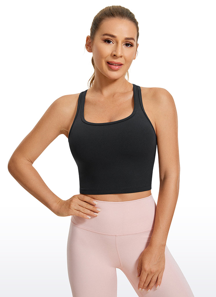CRZ YOGA Women's Yoga Low support Butterluxe Scoop Neck Bra Y-Back Black