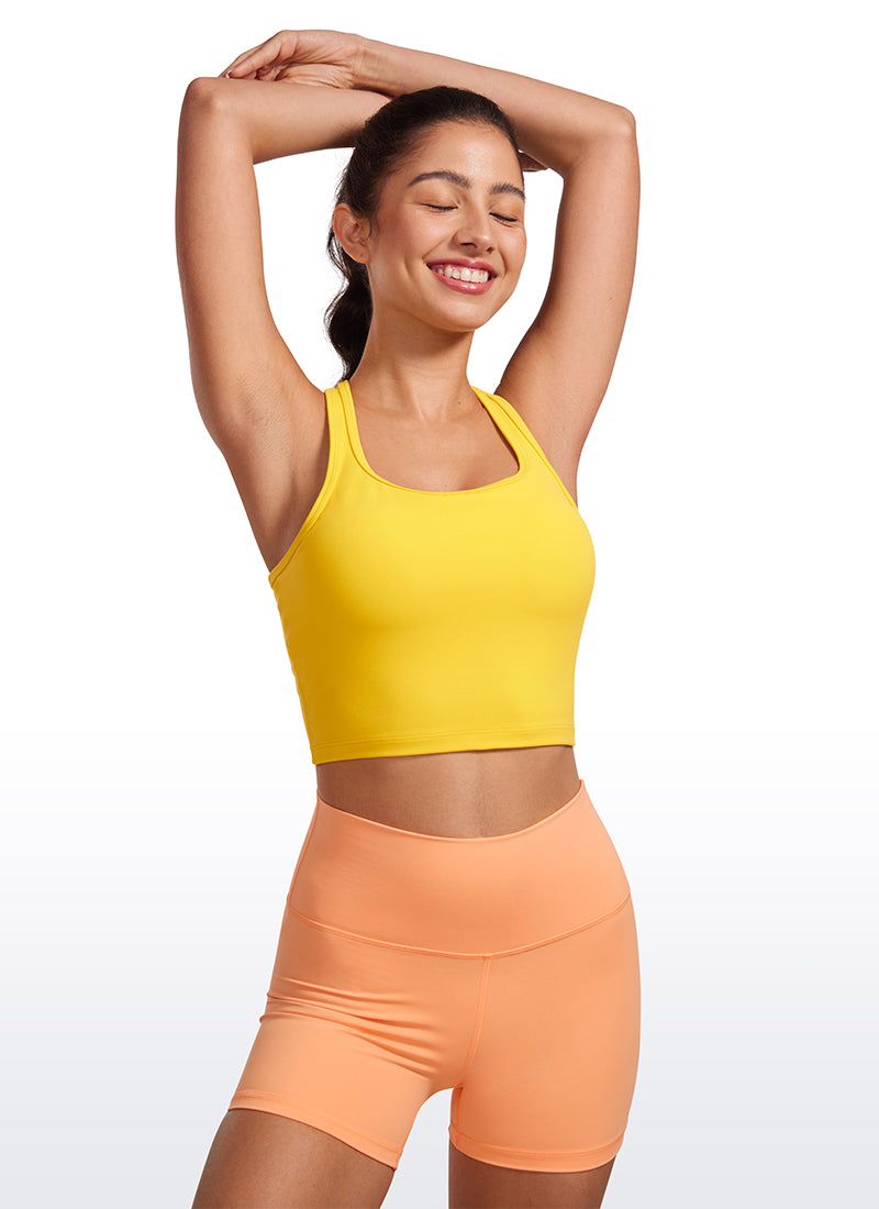 CRZ YOGA Women's Yoga Low support Butterluxe Scoop Neck Bra Y-Back High Visibility Yellow @model_info:Maysa