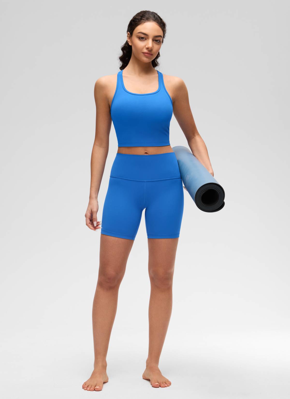 CRZ YOGA Women's Yoga Low support Butterluxe Scoop Neck Bra Y-Back Sparkle Blue @model_info:Anano