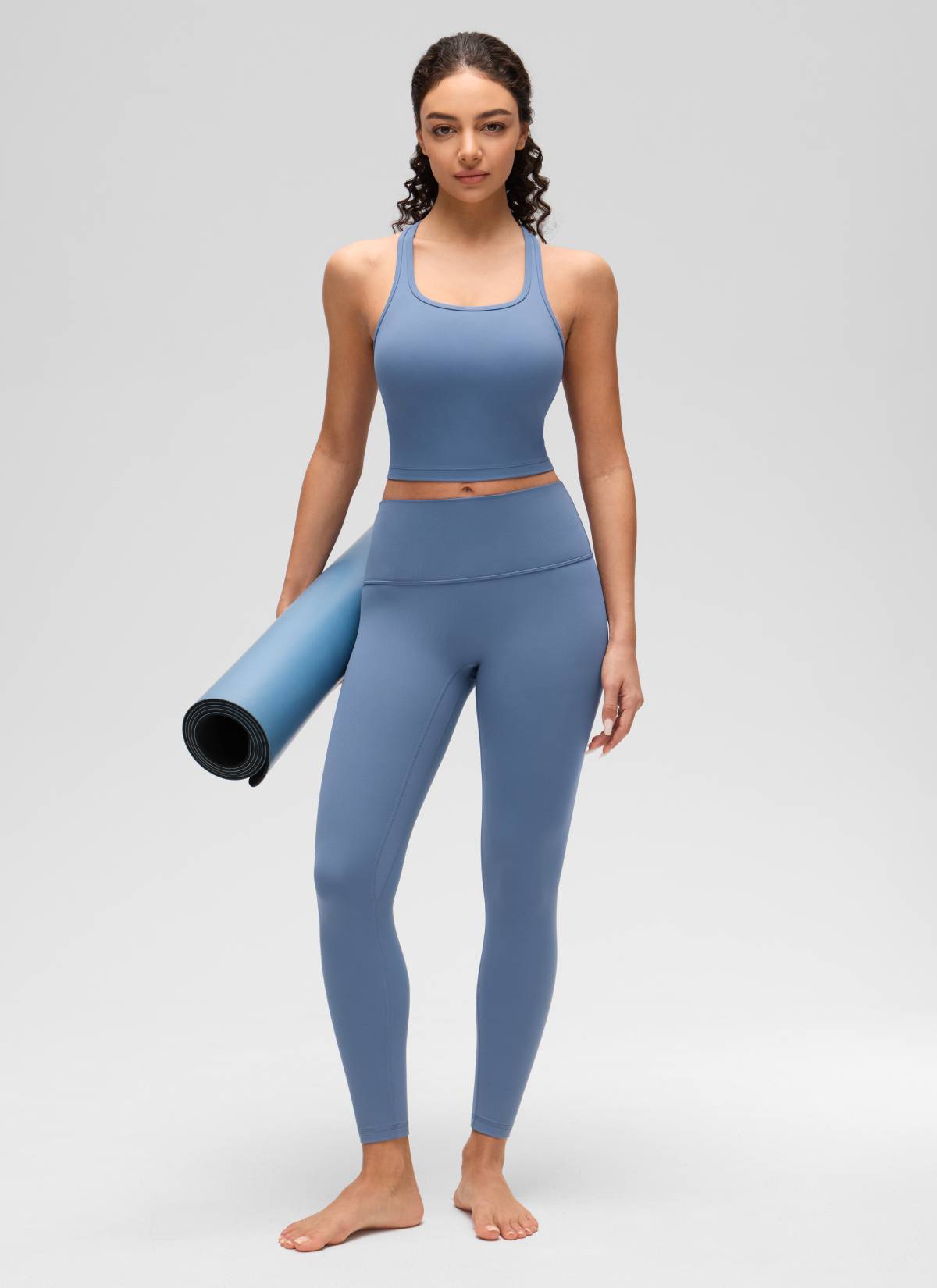 CRZ YOGA Women's Yoga Low support Butterluxe Scoop Neck Bra Y-Back Oasis Blue @model_info:Anano