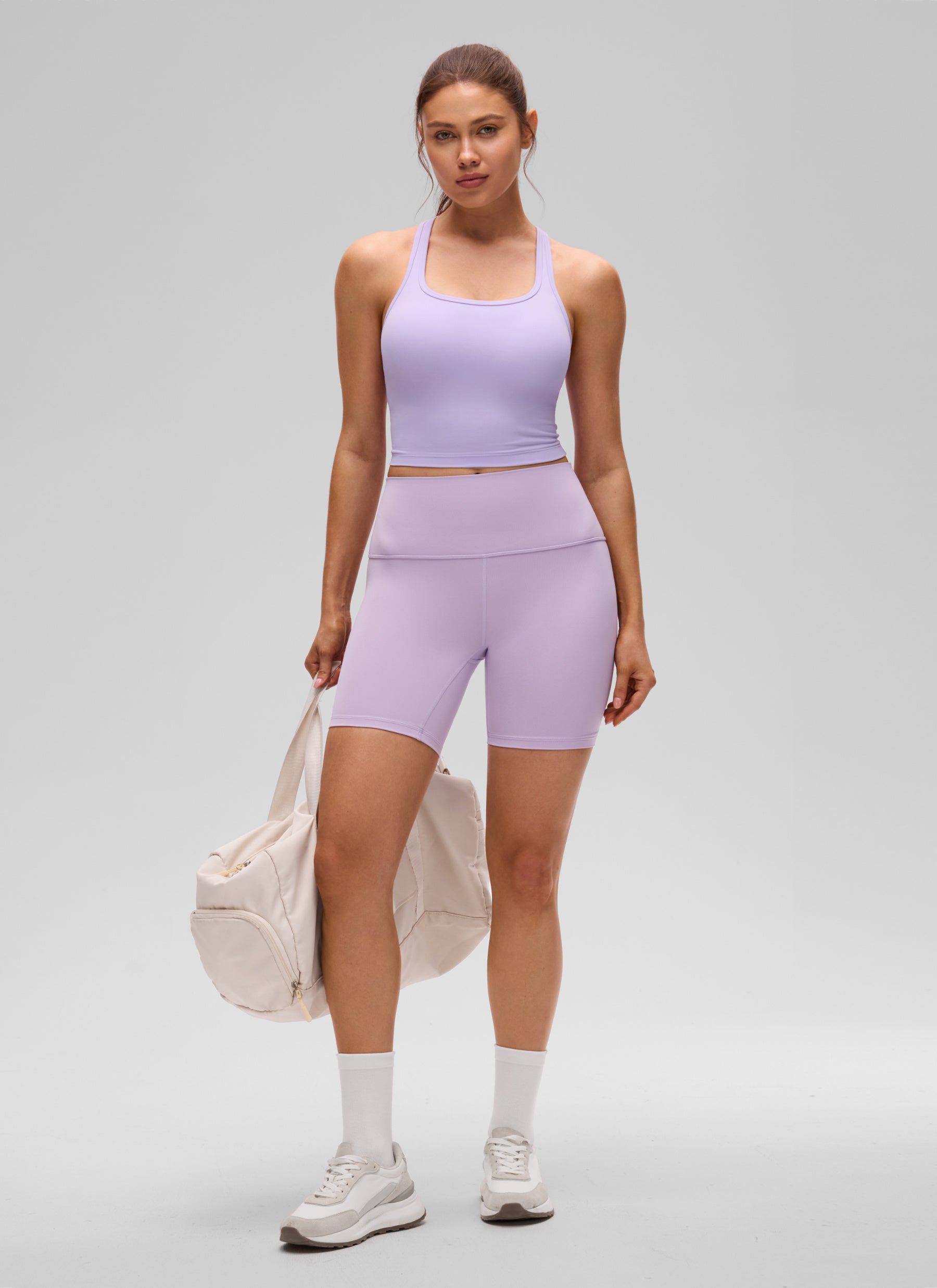 CRZ YOGA Women's Yoga Low support Butterluxe Scoop Neck Bra Y-Back Lavender Frost @model_info:V