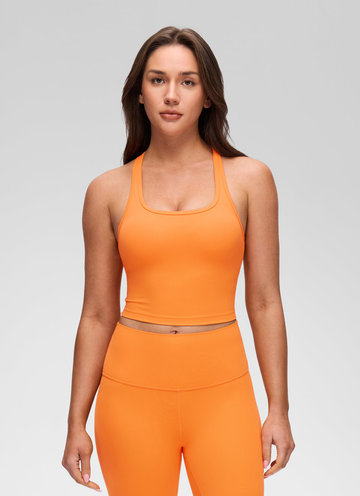 CRZ YOGA Women's Yoga Low support Butterluxe Scoop Neck Bra Y-Back Tiger Orange @model_info:B