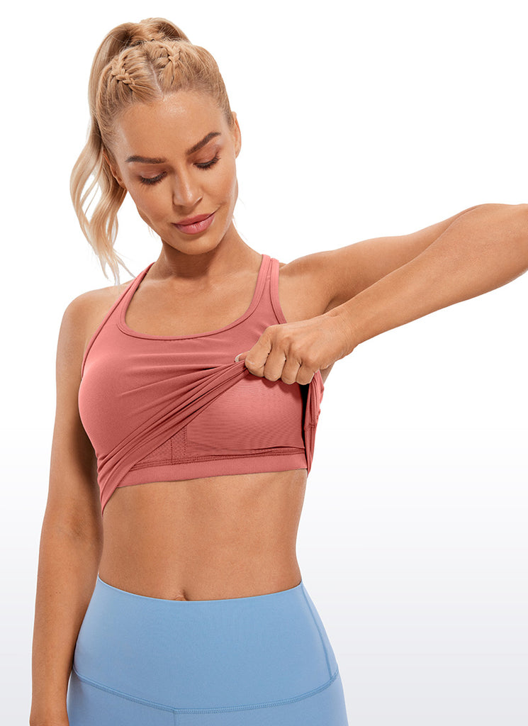 CRZ YOGA Women's Yoga Low support Butterluxe Scoop Neck Bra Y-Back Briar Rose