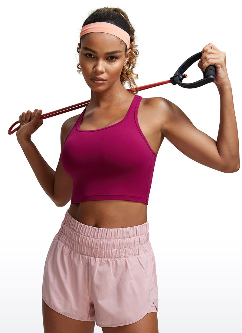 CRZ YOGA Women's Yoga Low support Butterluxe Scoop Neck Bra Y-Back Magenta Purple