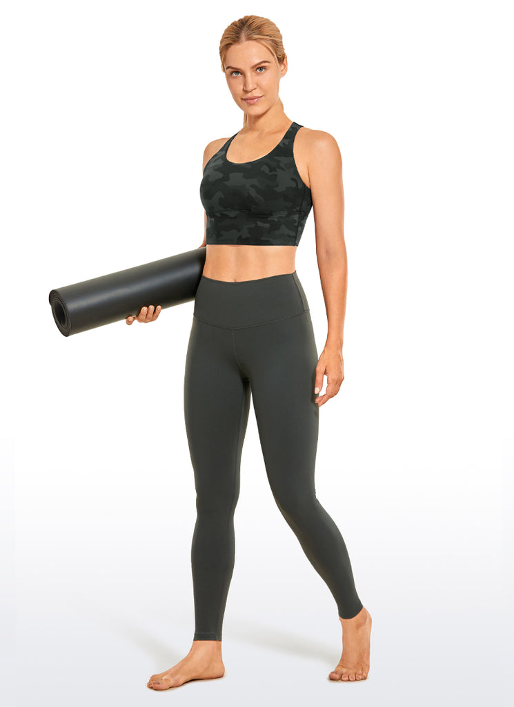 CRZ YOGA Women's Train Medium Support Nakedfeel Longline Bra Strappy Leopard Printed 1