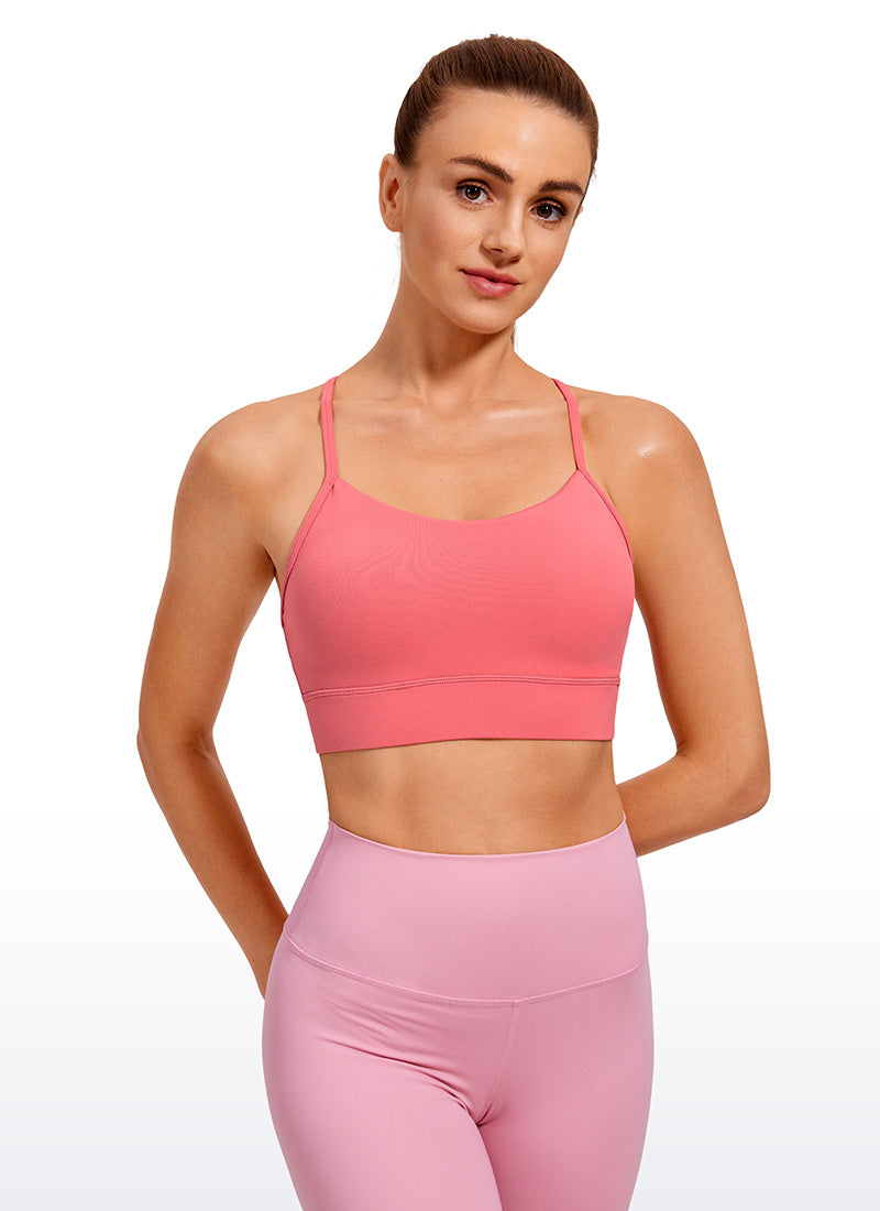 CRZ YOGA Women's Yoga Light Support Butterluxe Longline Bra Y-Back Raspberry Sorbet @model_info:Olga