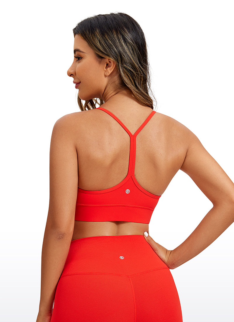 CRZ YOGA Women's Yoga Light Support Butterluxe Longline Bra Y-Back Dark Red @model_info:G