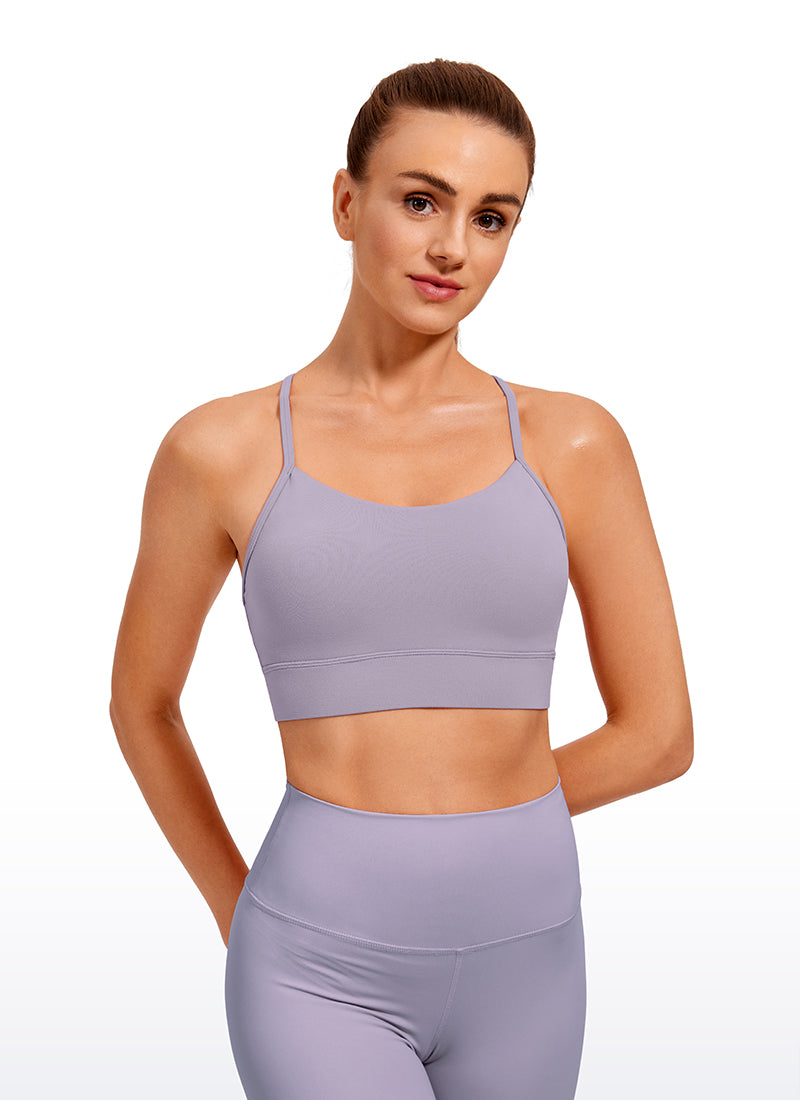 CRZ YOGA Women's Yoga Light Support Butterluxe Longline Bra Y-Back Lavender Mist @model_info:O
