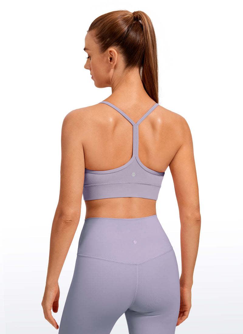 CRZ YOGA Women's Yoga Light Support Butterluxe Longline Bra Y-Back Lavender Mist @model_info:O