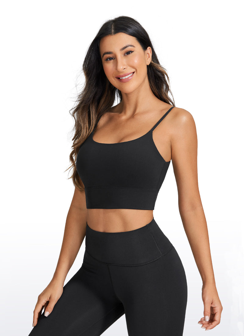 CRZ YOGA Women's Yoga Light Support Longline Bra Adjustable Straps Black