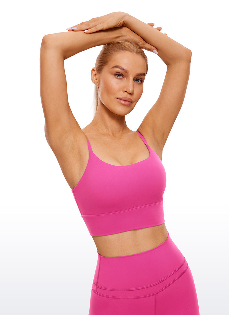 CRZ YOGA Women's Yoga Light Support Longline Bra Adjustable Straps Hibiscus Purple