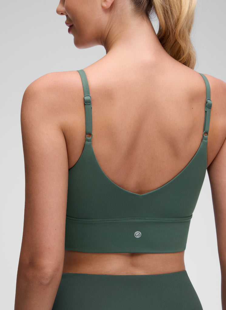 CRZ YOGA Women's Yoga Light Support Longline Bra Adjustable Straps Dark Forest Green
