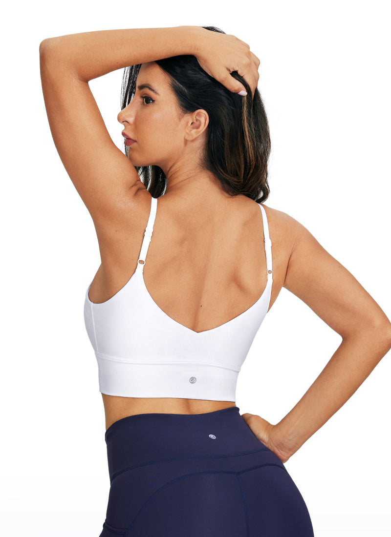 CRZ YOGA Women's Yoga Light Support Longline Bra Adjustable Straps White