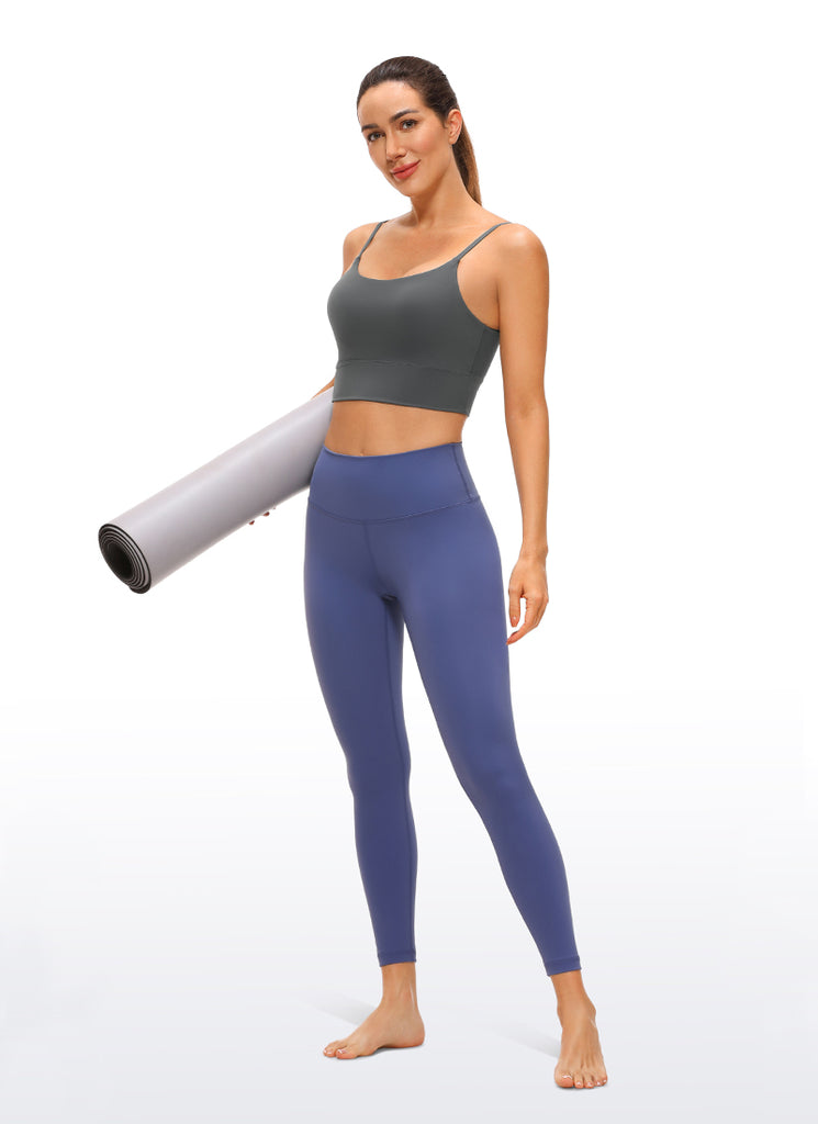 CRZ YOGA Women's Yoga Light Support Longline Bra Adjustable Straps Dark Carbon