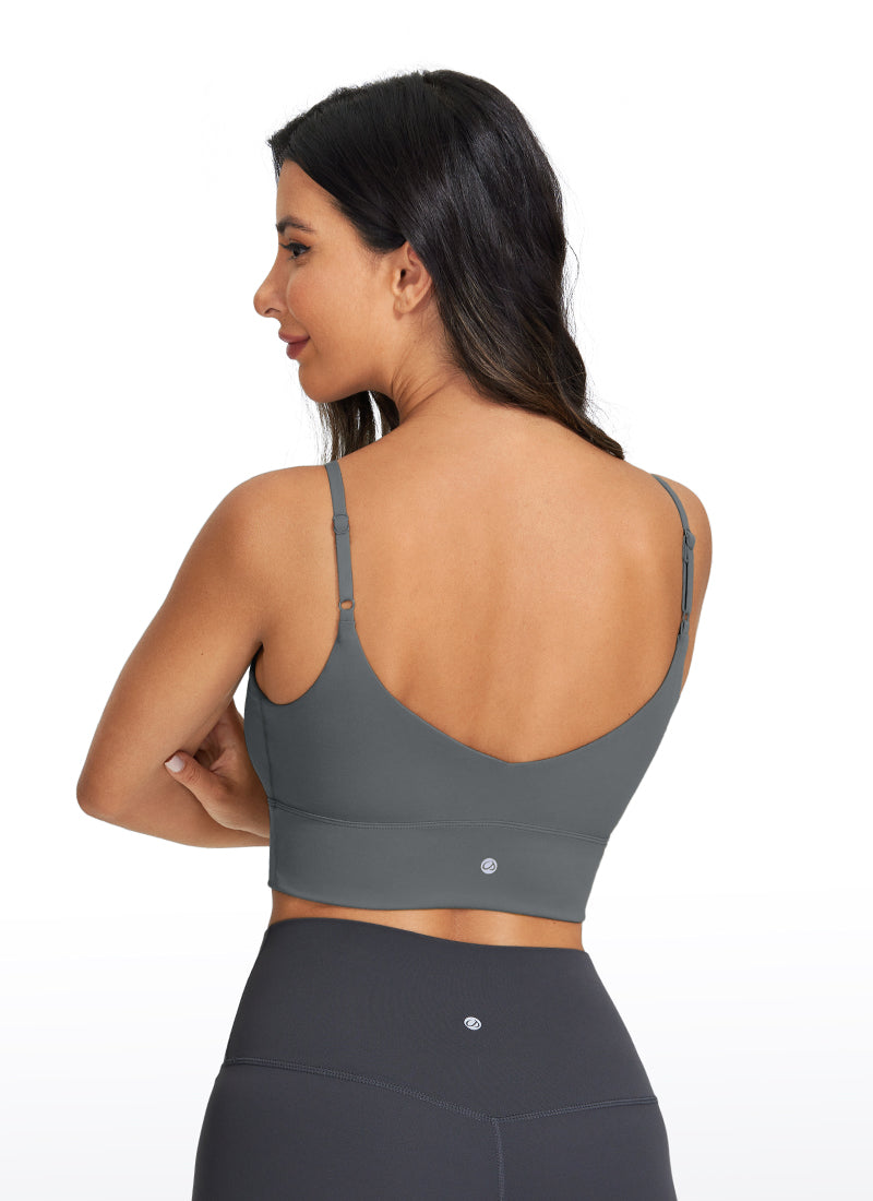 CRZ YOGA Women's Yoga Light Support Longline Bra Adjustable Straps Mountain Olive