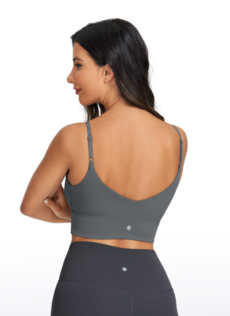CRZ YOGA Women's Yoga Light Support Longline Bra Adjustable Straps Mountain Olive