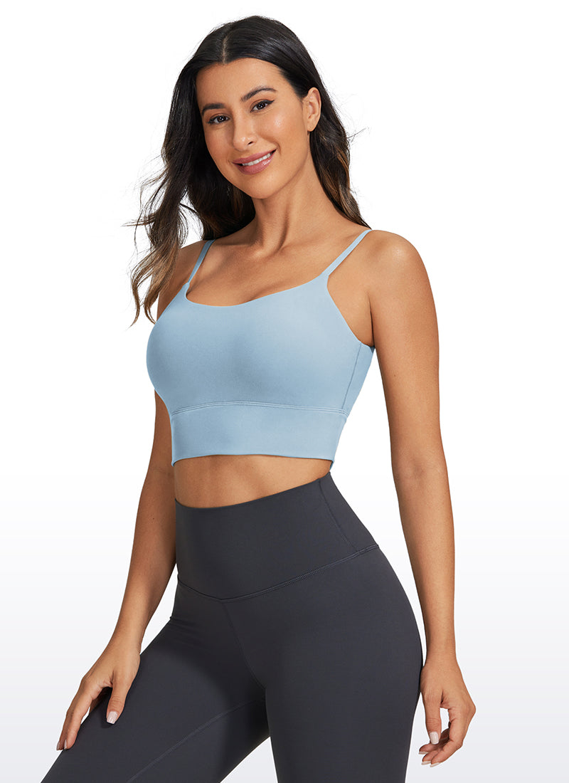 CRZ YOGA Women's Yoga Light Support Longline Bra Adjustable Straps The Breeze Blue