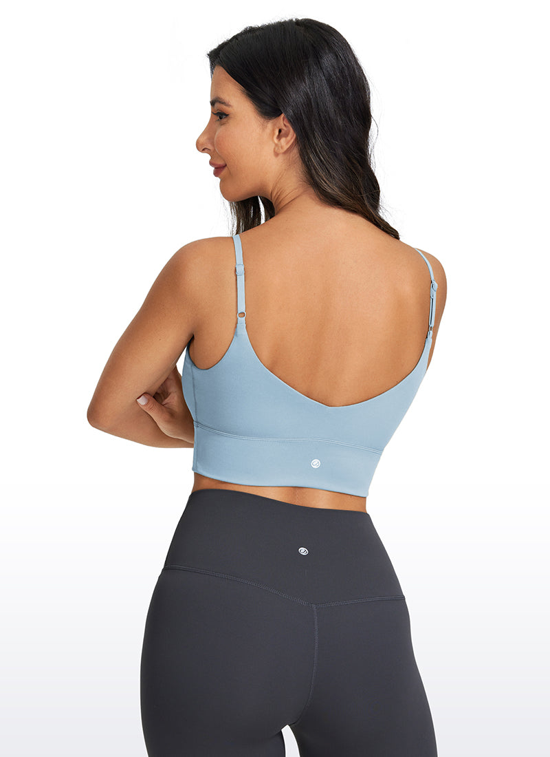 CRZ YOGA Women's Yoga Light Support Longline Bra Adjustable Straps The Breeze Blue