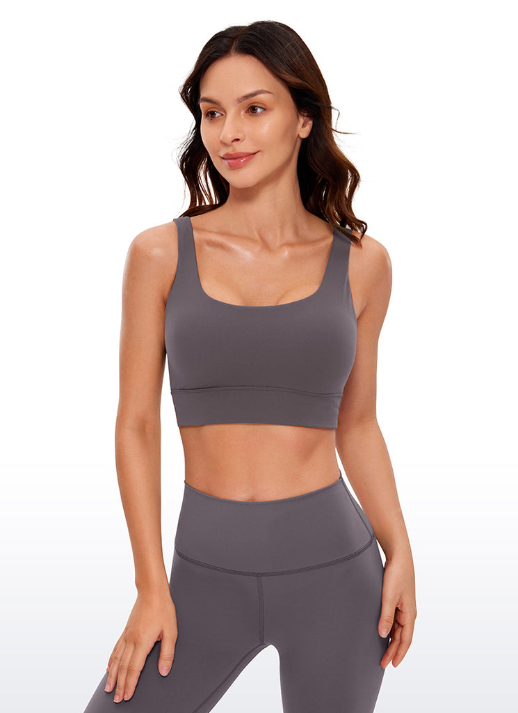 CRZ YOGA Women's Yoga Low Support Butterluxe Sport Bra U Back Longline Taupe
