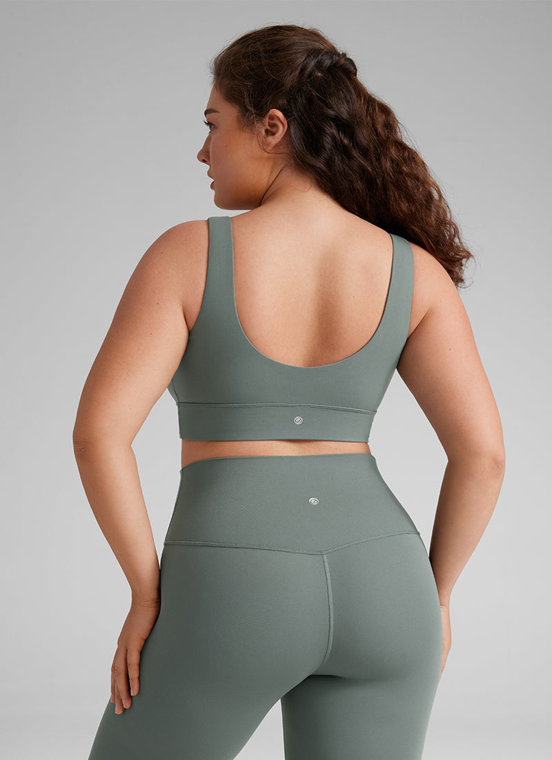 CRZ YOGA Women's Yoga Low Support Butterluxe Sport Bra U Back Longline Grey Sage