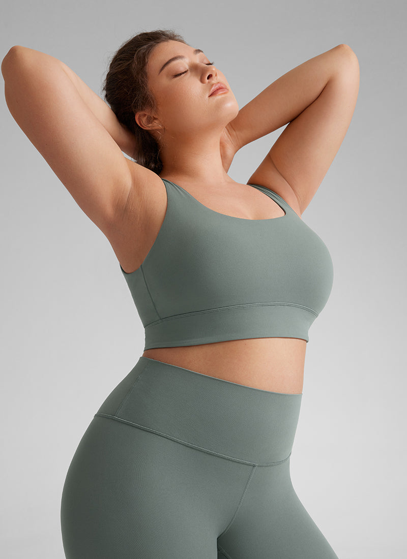 CRZ YOGA Women's Yoga Low Support Butterluxe Sport Bra U Back Longline Grey Sage