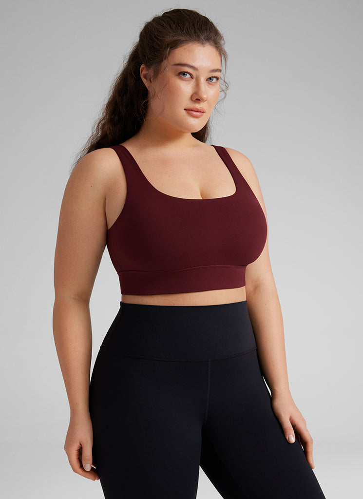 CRZ YOGA Women's Yoga Low Support Butterluxe Sport Bra U Back Longline Red Merlot