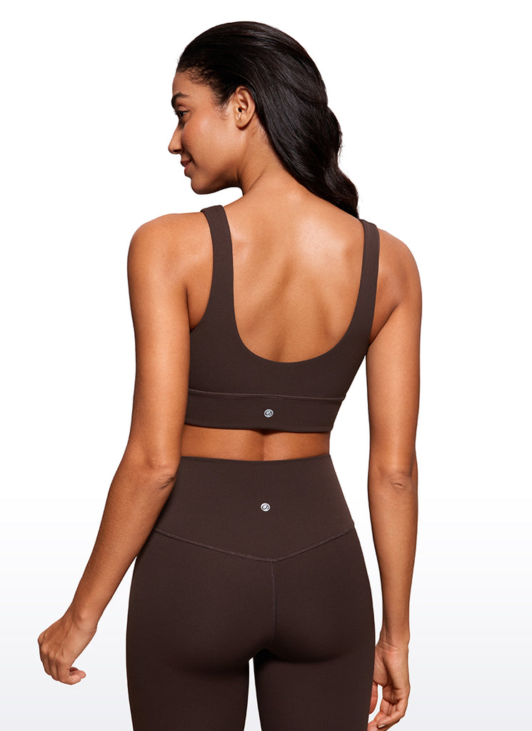 CRZ YOGA Women's Yoga Low Support Butterluxe Sport Bra U Back Longline Hot Fudge Brown