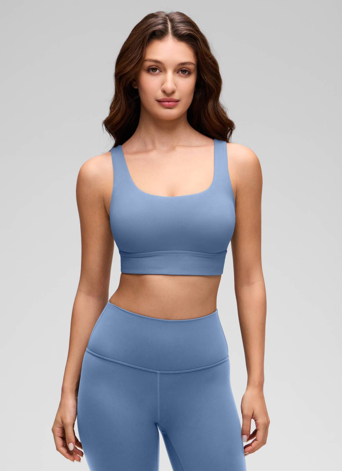 CRZ YOGA Women's Yoga Low Support Butterluxe Sport Bra U Back Longline Oasis Blue @model_info:Inga