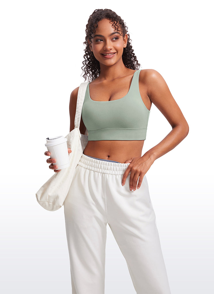 CRZ YOGA Women's Yoga Low Support Butterluxe Sport Bra U Back Longline Green Palm Court