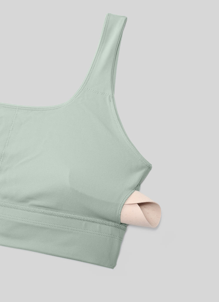 CRZ YOGA Women's Yoga Low Support Butterluxe Sport Bra U Back Longline Green Palm Court