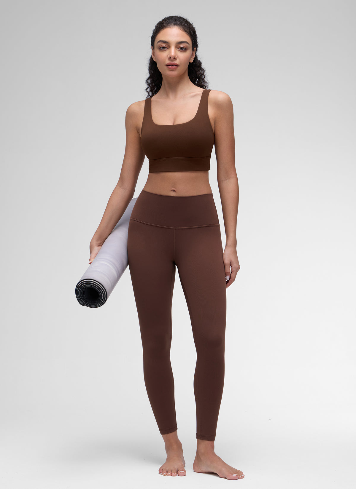 CRZ YOGA Women's Yoga Low Support Butterluxe Sport Bra U Back Longline Lava Brown @model_info:Anano