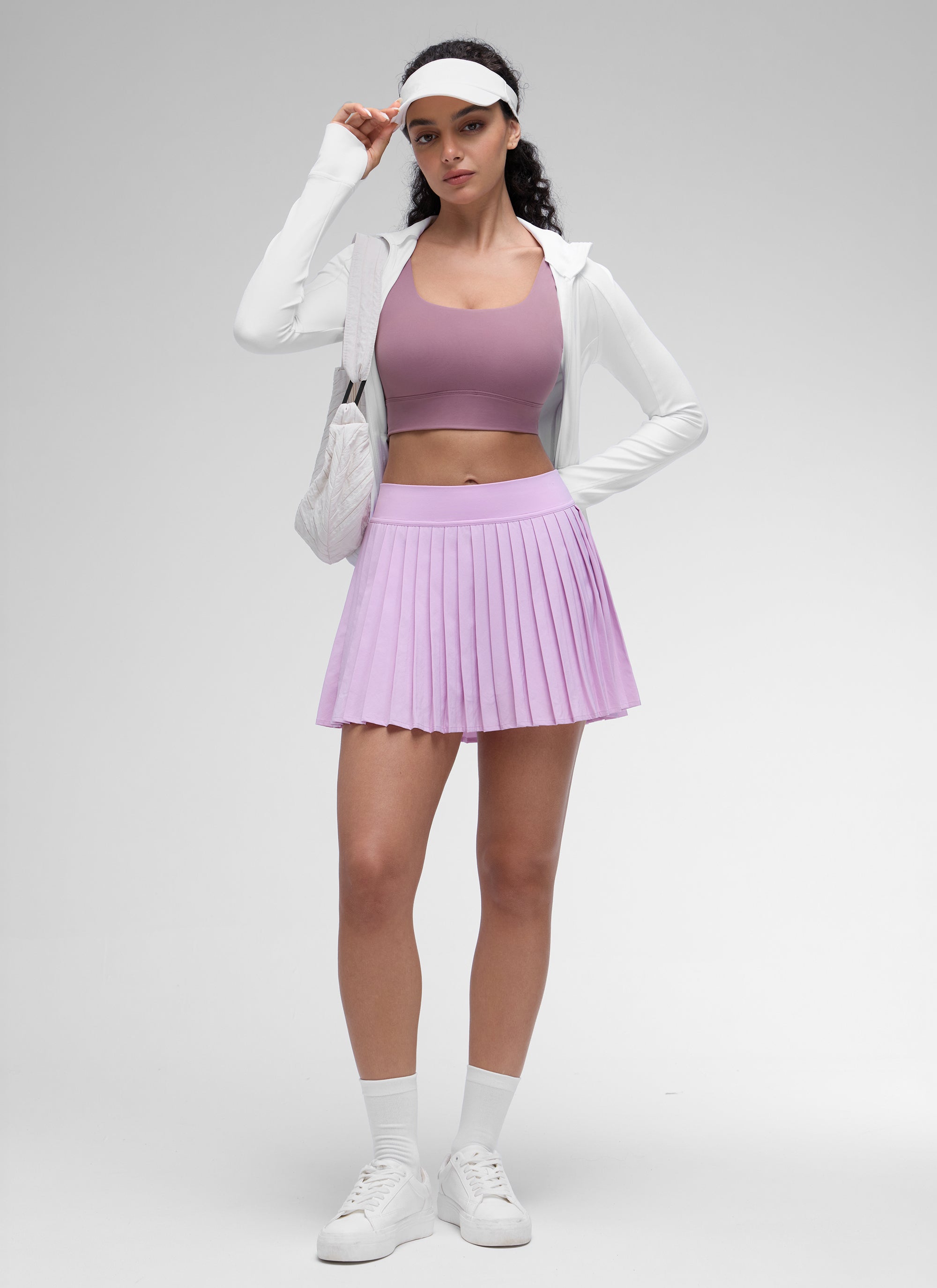 CRZ YOGA Women's Yoga Low Support Butterluxe Sport Bra U Back Longline Light Lavender @model_info:Anano