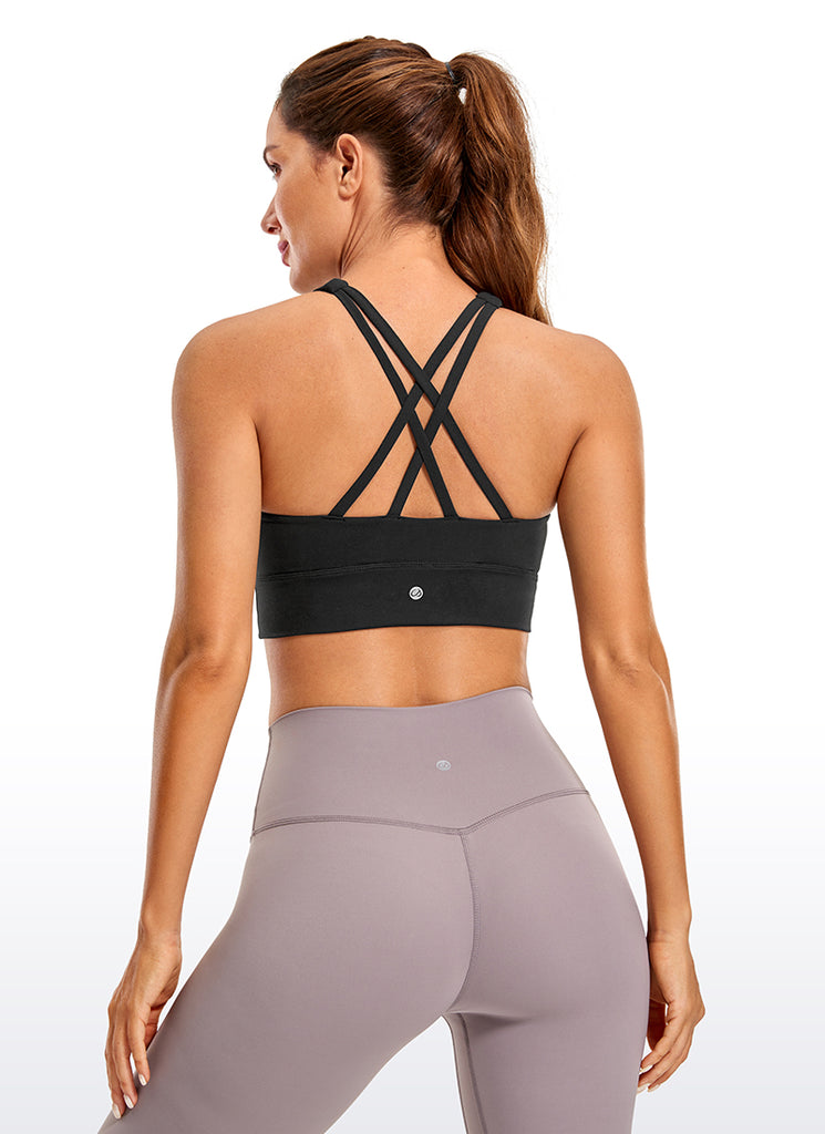 CRZ YOGA Women's Training Medium Support Butterluxe Bra Strappy back True Navy