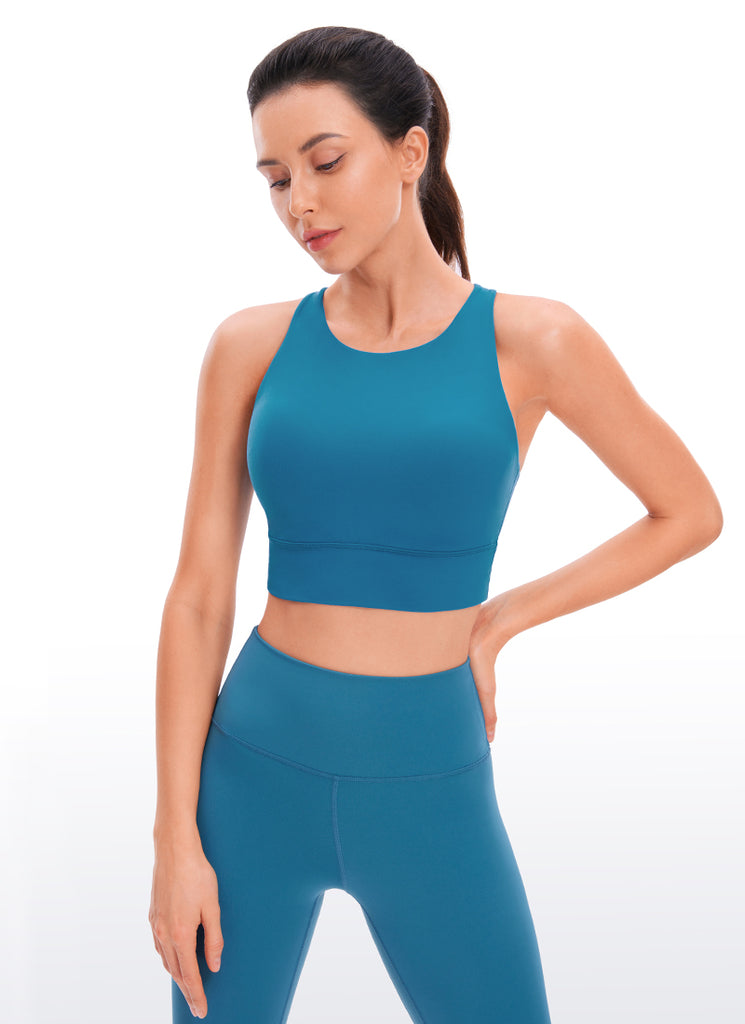 CRZ YOGA Women's Training Medium Support Butterluxe Bra Strappy back Hibiscus Purple