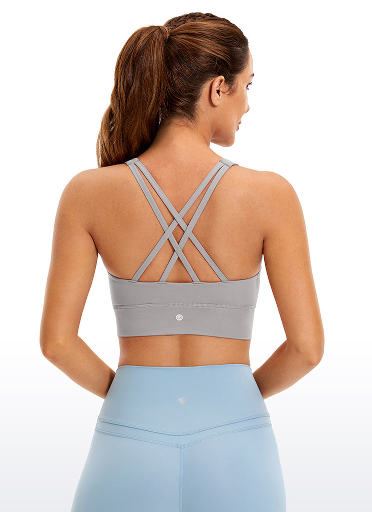 CRZ YOGA Women's Training Medium Support Butterluxe Bra Strappy back Black