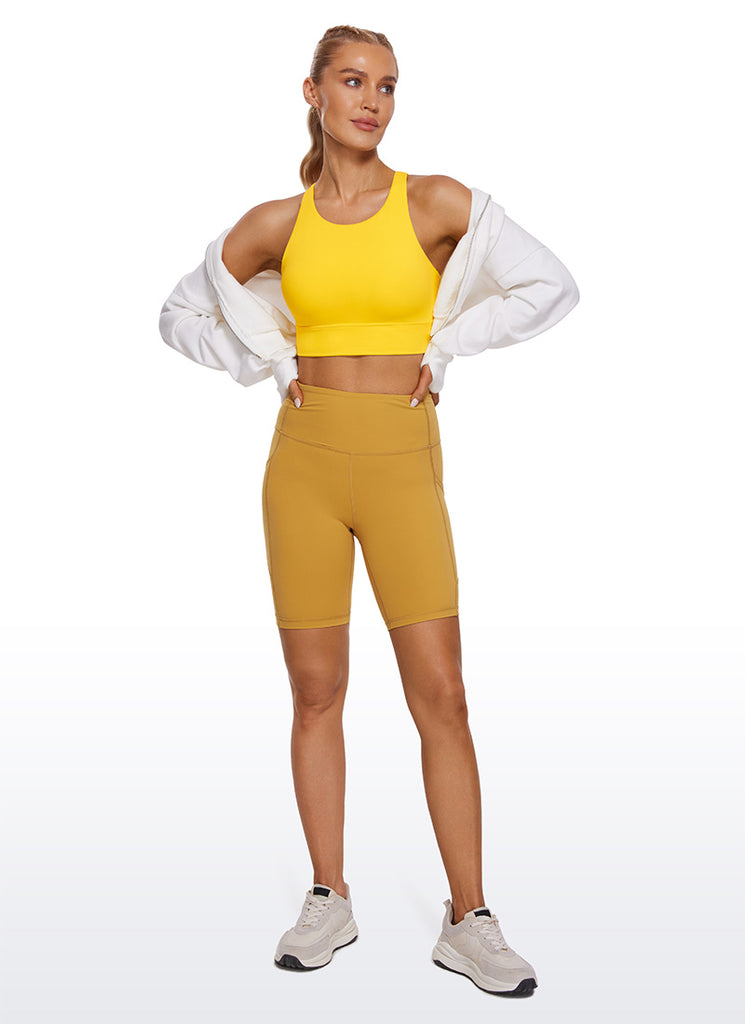 CRZ YOGA Women's Training Medium Support Butterluxe Bra Strappy back Light Purple