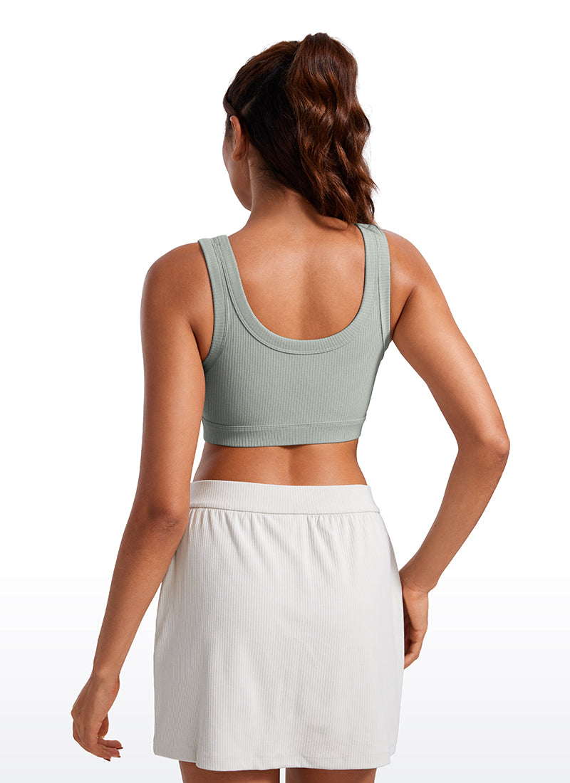 CRZ YOGA Women U Back Wireless Medium Impact Ribbed Sports Bras Sterling