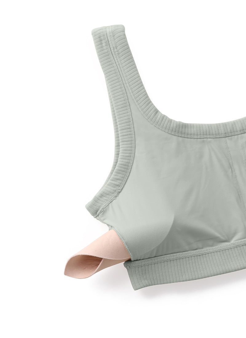 CRZ YOGA Women U Back Wireless Medium Impact Ribbed Sports Bras Sterling