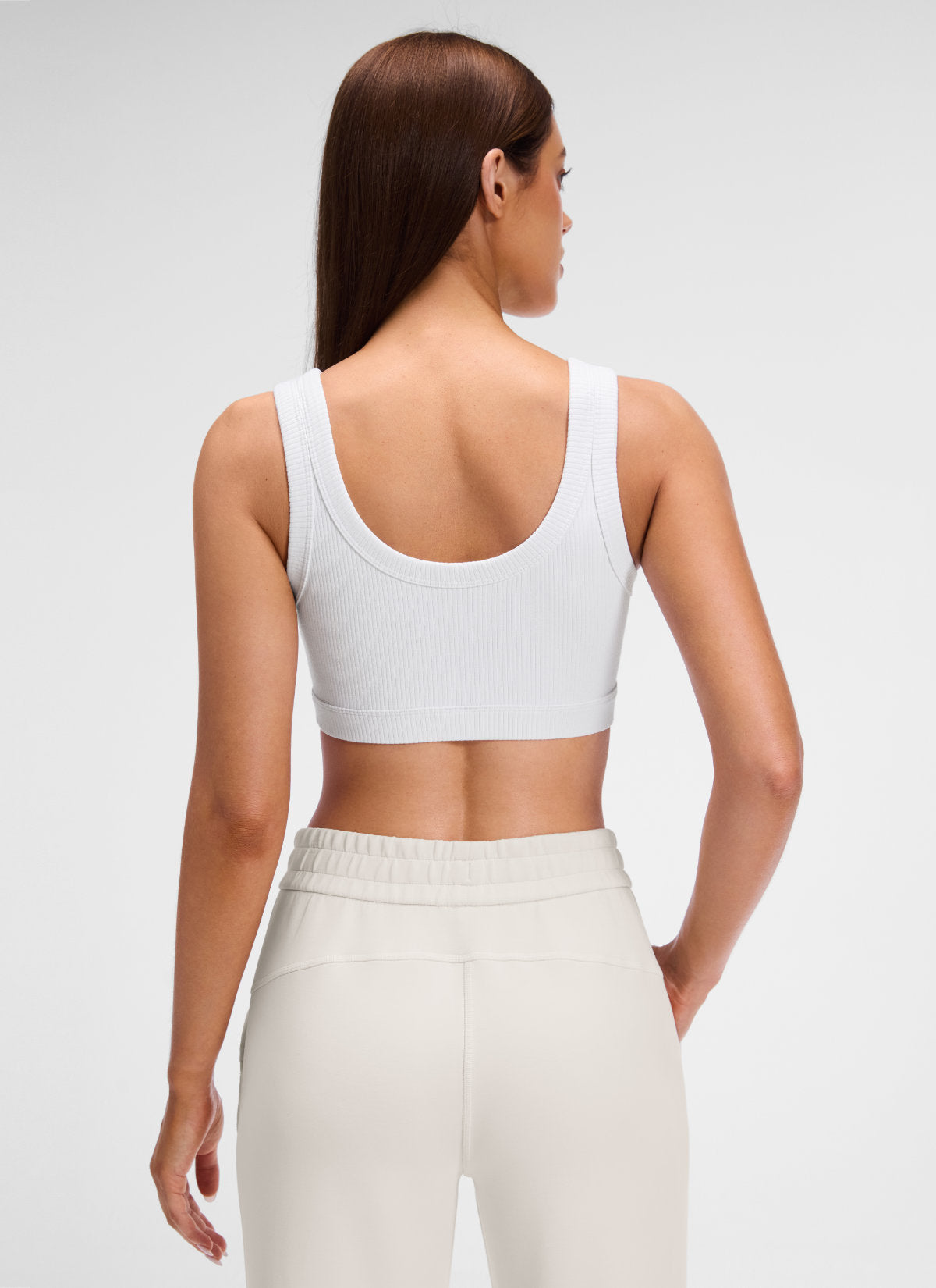 CRZ YOGA Women U Back Wireless Medium Impact Ribbed Sports Bras White