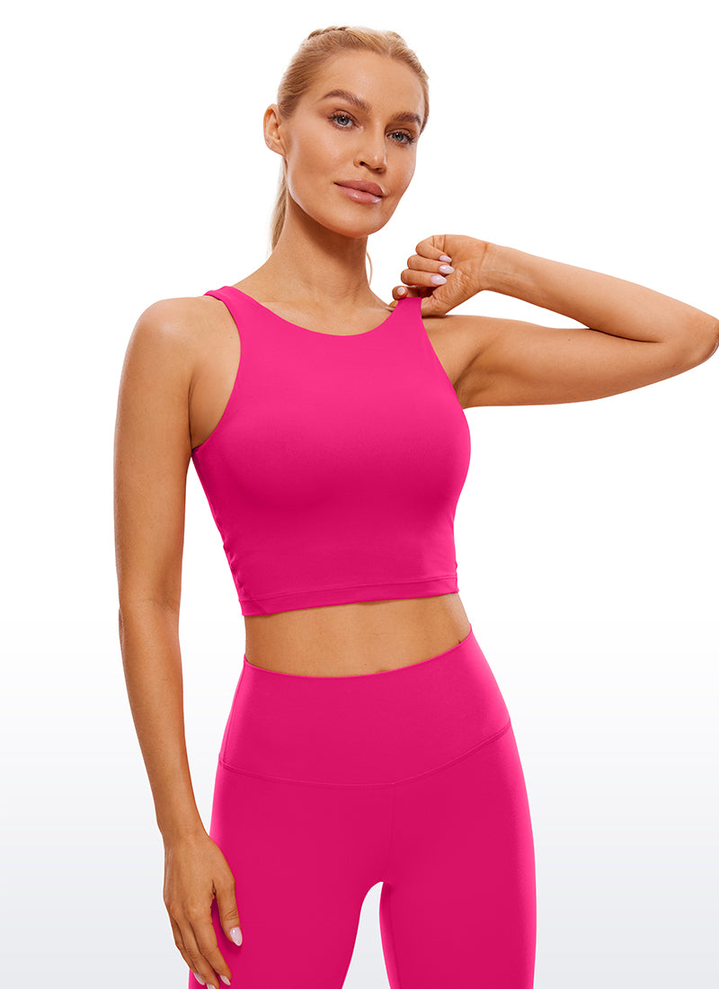 CRZ YOGA Women's Yoga Low Support Butterluxe High Neck Bra U Back Granita Pink